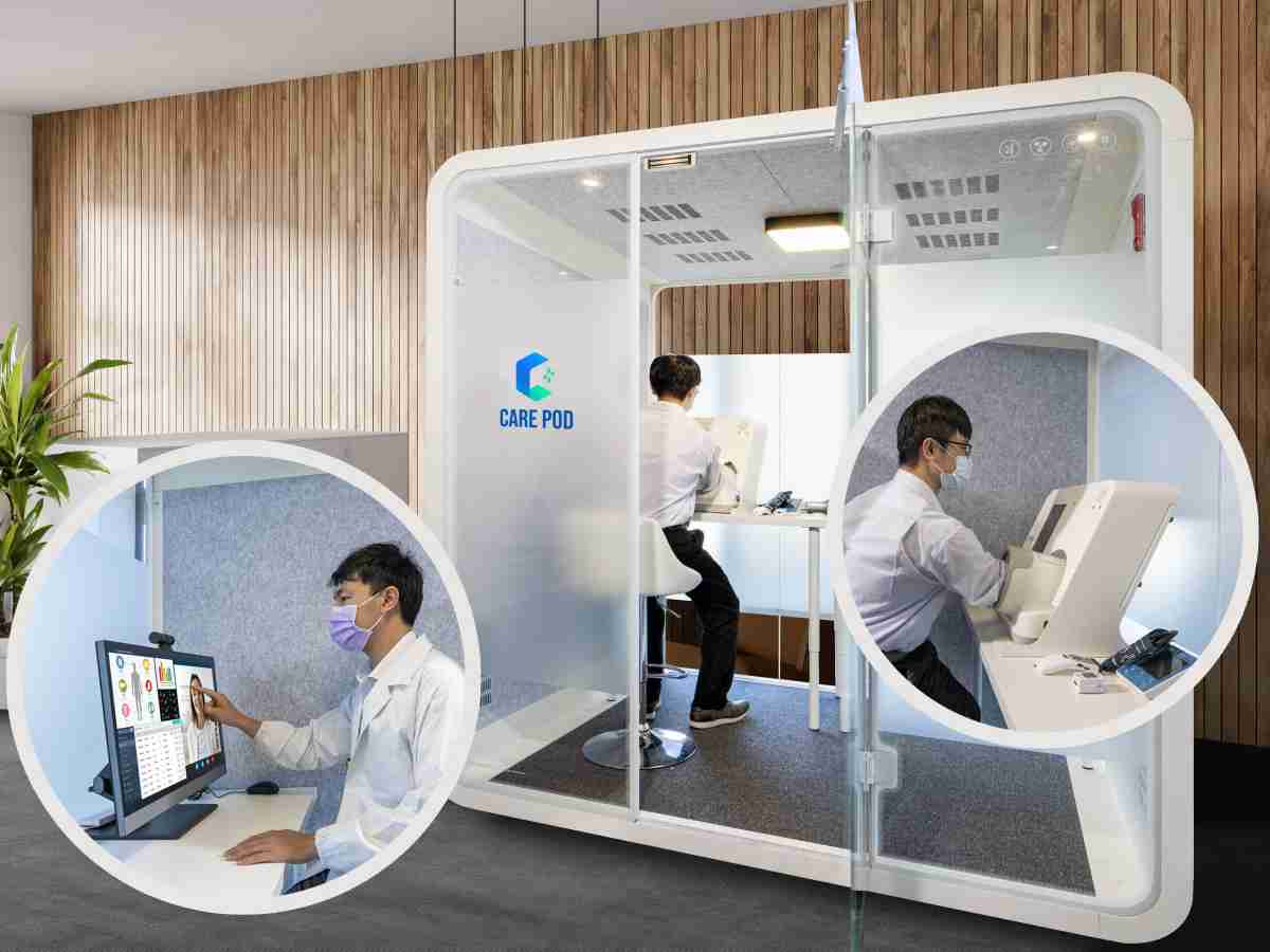 达擎于医疗科技展中展出＂远距诊疗舱＂，，以因应医疗数字化及社会高龄化趋势下、、、、复诊及慢性病患等族群对于远距看诊需求逐渐升高所推出的创新整合方案。。。多功能合一、、、、高隐私性的远距诊疗舱可根据病患端与医师端的不同需求，，提供弹性化及客制化功能，，节省医生和病患的精力及时间